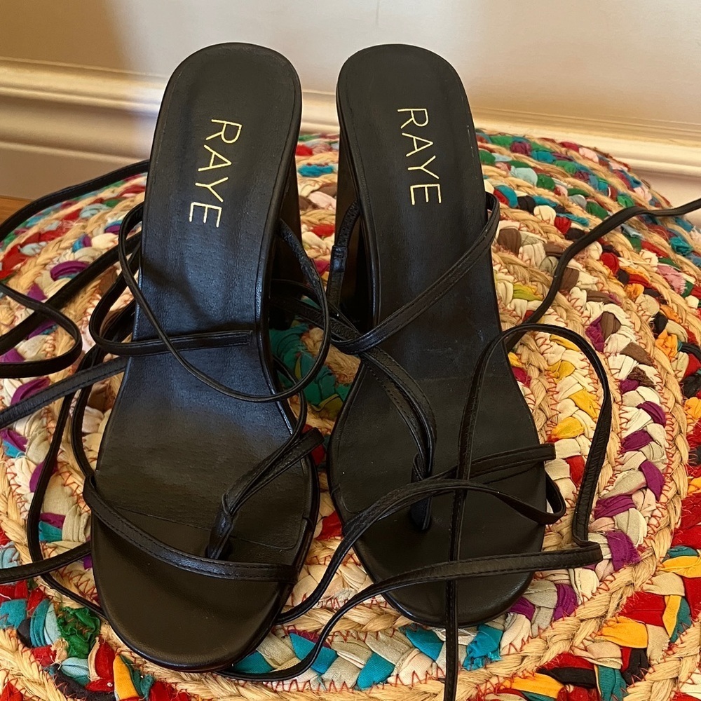 NWT RAYE Black Strappy Heels